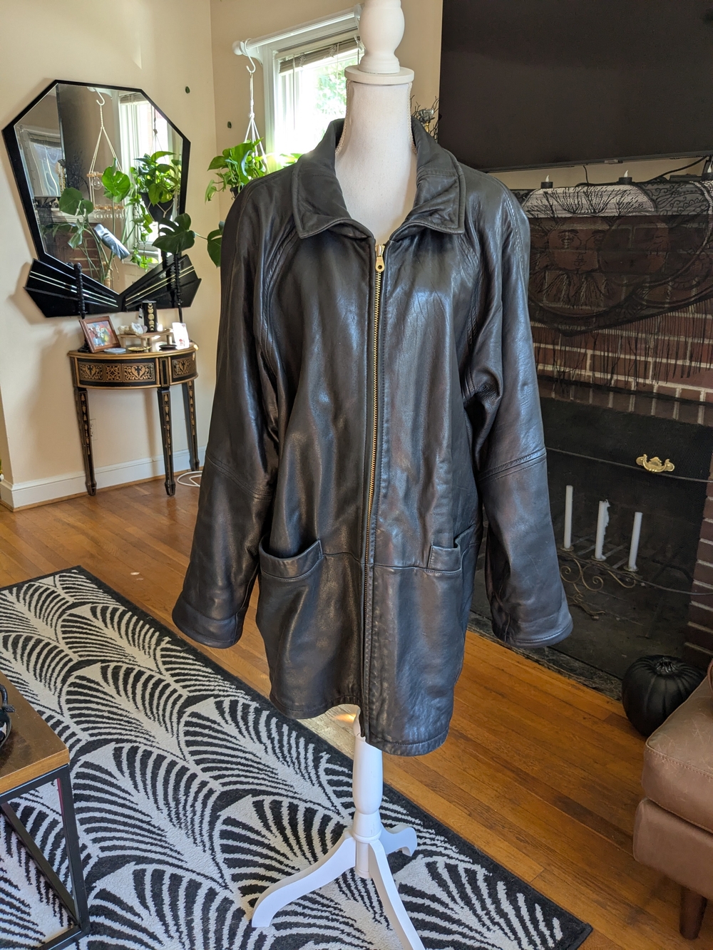 Marc New York Black Leather Overcoat